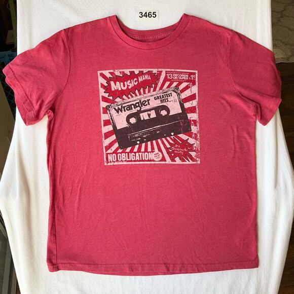 Wrangler Big Kid’s Short Sleeve T-shirt Size M, Red, Music Mania Greatest Hits - Picture 1 of 8